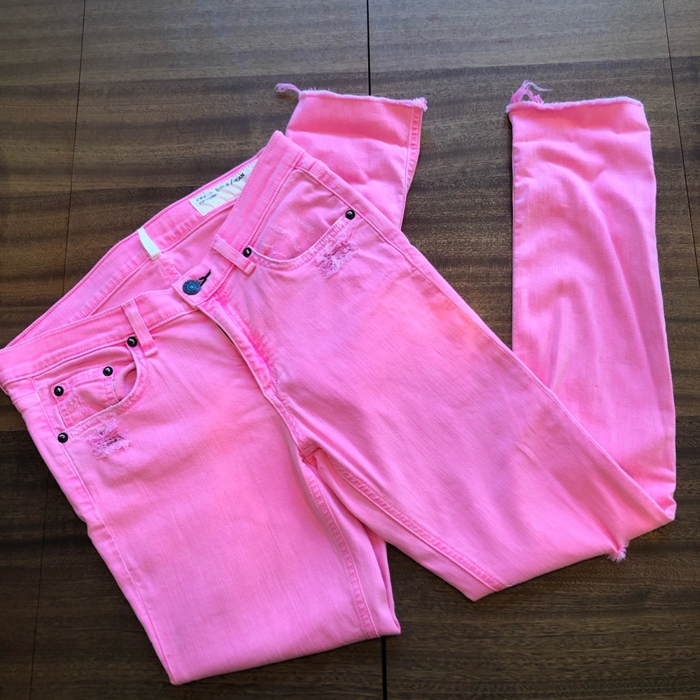 Rag & Bone Intermix Neon Pink Skinny Jeans